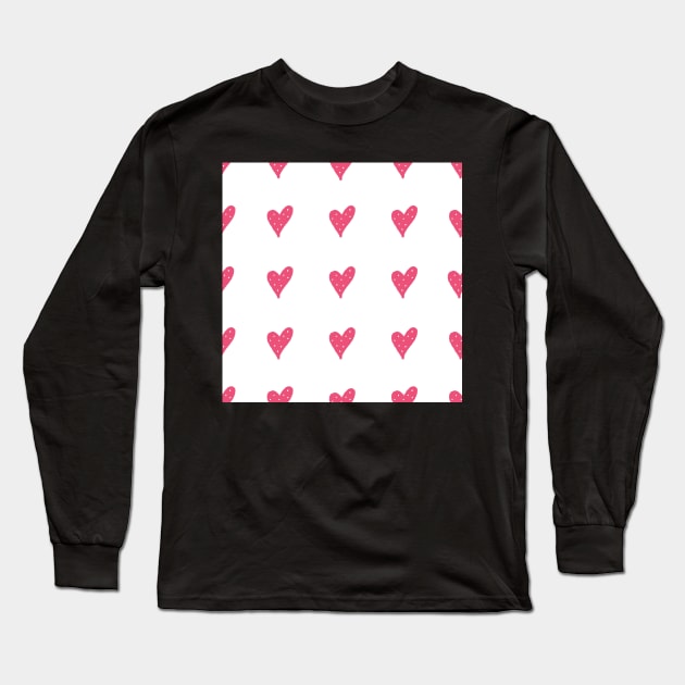 Pink Heart Pattern Long Sleeve T-Shirt by OneLook